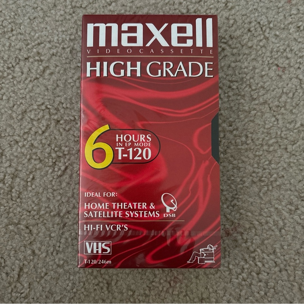 Maxwell VHS cassette high grade recordable tape 6 hours/ T-120 New